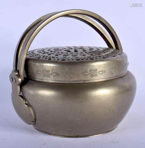 AN EARLY 20TH CENTURY CHINESE PAKTONG HAND WARMER AND COVER ...