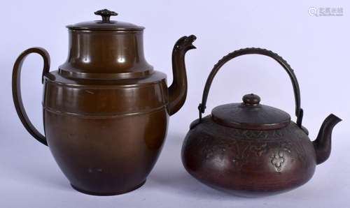 A 19TH CENTURY JAPANESE MEIJI PERIOD BRONZE TEAPOT AND COVER...