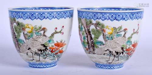 A PAIR OF CHINESE FAMILLE ROSE EGG SHELL PORCELAIN BEAKERS 2...