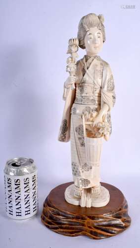 A LARGE 19TH CENTURY JAPANESE MEIJI PERIOD CARVED IVORY OKIM...