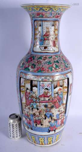 A LARGE 19TH CENTURY CHINESE FAMILLE ROSE PORCELAIN VASE Qin...