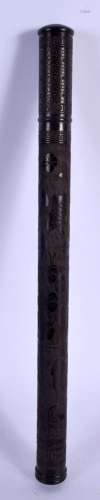 A CHINESE CARVED AND STAINED BAMBOO INCENSE HOLDER 20th Cent...