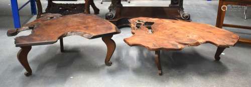 A PAIR OF EARLY 20TH CENTURY KOREAN STYLISH ROOT WOOD TABLES...