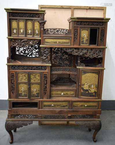 A 19TH CENTURY JAPANESE SHIBAYAMA CABINET DECORATED WITH FIG...