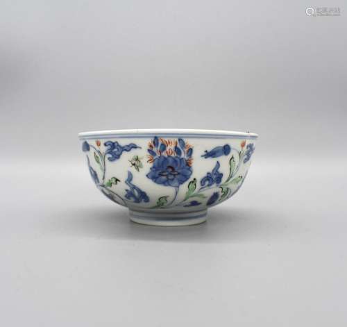 Doucai Floral Tea Bowl, Chenghua Ming mark
