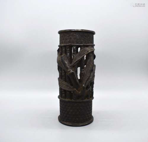 Chinese Bronze Bamboo Design Biton