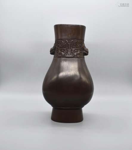 Chinese Bronze Hu Shaped Archaic Design Vase