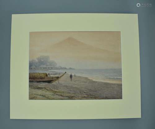 Watercolour Painting of Enoshima Shore by S.Tosuke