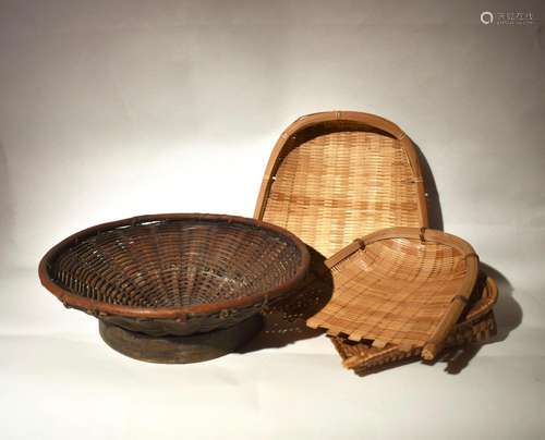 FOUR: Bamboo Hand Woven Scoop and Basket