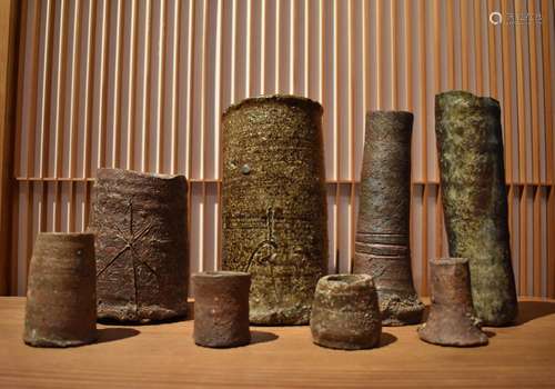 EIGHT: 15th century Japanese Kiln Waste Natural Glazed Bizen...