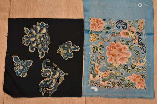 TWO: Blindknot Textile Fragments with Peony, Butterfly and B...