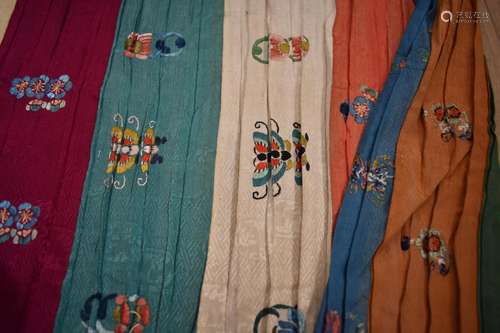 10 Coloured Silk Chinese Festival Skirt (part) with embroide...