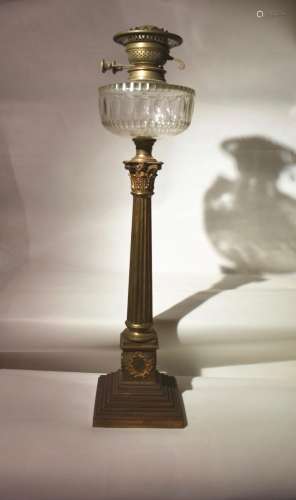 Victorian Corianthian Column Mounted Oil lamp