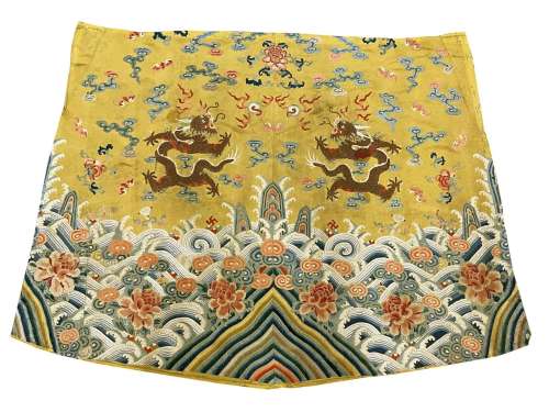 Antique Chinese Embroidered Dragon Silk