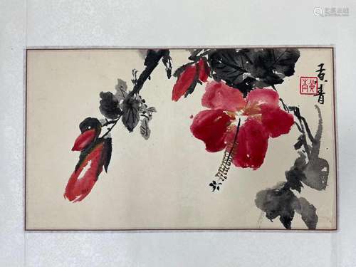 A Hibiscus Flower Painting by Huang Qing