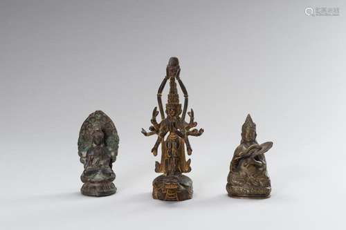 A GROUP OF THREE BRONZE FIGURES