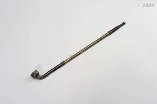 A RARE EXTENDABLE BRONZE OPIUM PIPE, XIANFENG MARK AND PERIO...