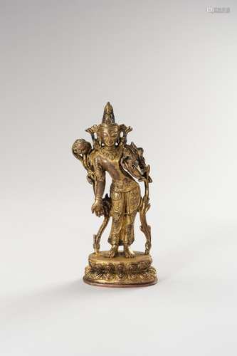 A NEPALESE GILT BRONZE FIGURE OF PADMAPANI