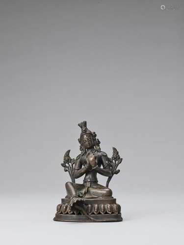 A NEPALESE BRONZE FIGURE OF GREEN TARA, 18TH-19TH CENTURY