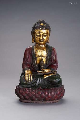 A MING STLYE BRONZE FIGURE OF BUDDHA