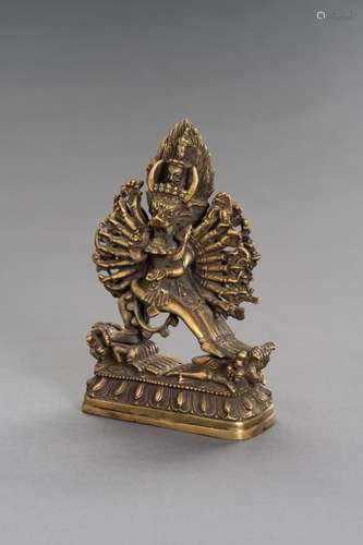 A TIBETAN BRONZE FIGURE OF YAMANTAKA