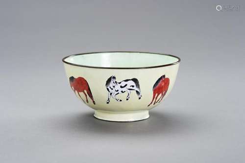 AN ENAMEL ON COPPER `WANG MU´ BOWL