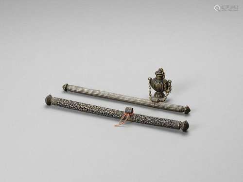 A TIBETAN BRONZE WRITING SET