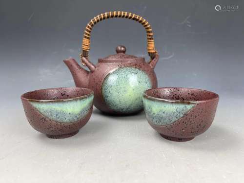 Japanese Miya Ceramic Teapot and 2 Cups