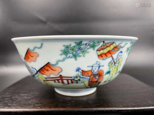 A Chinese Doucai Porcelain Bowl with Box