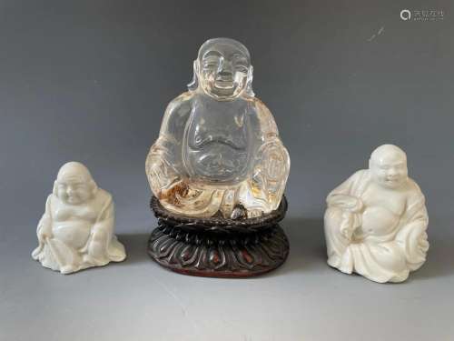 GROUP 3 Chinese BUDDHA FIGURES and CRYSTAL
