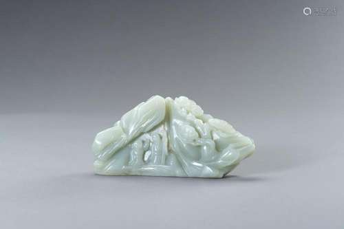 A CELADON JADE BOULDER WITH A SCHOLAR AND A BOY