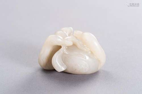 A CELADON JADE ‘GEESE AND LOTUS’ PENDANT, REPUBLIC