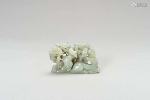 A ‘CRANE AND DEER’ CELADON JADE BRUSH REST