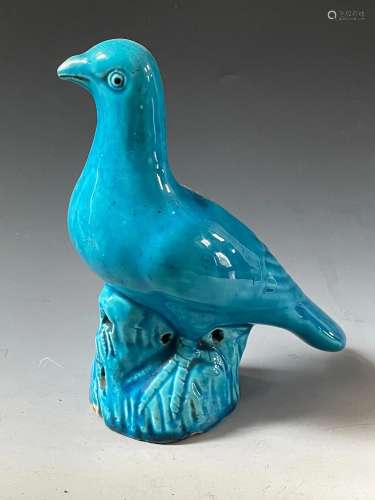 A Chinese Blue Glaze Porcelain Bird Statue