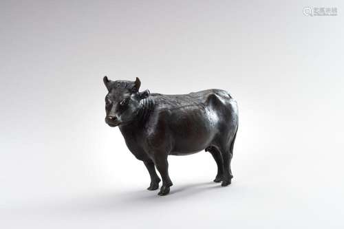 A BRONZE OKIMONO OF AN OX