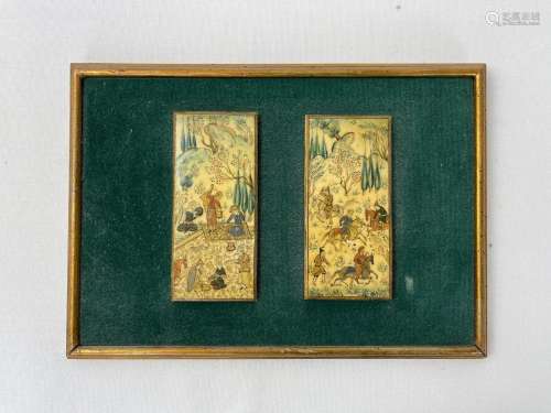 Antique Indian Painting on the Bone Framed