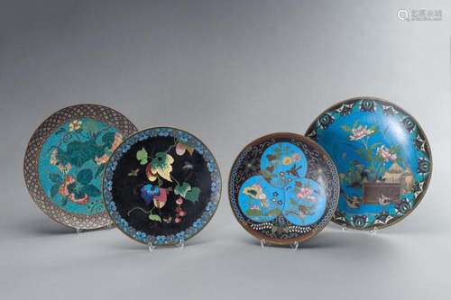 FOUR CLOISONNÉ DISHES