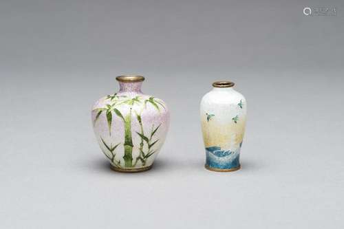 TWO GINBARI CLOISONNÈ MINIATURE VASES