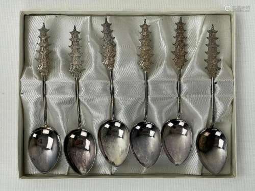 Six Chinese Antique Silver Spoons