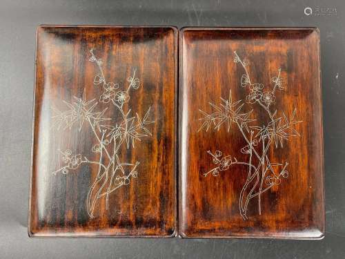 Three Chinese Antique Rose Wood Boxes