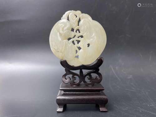 A Chinese Carving Hetian White Jade