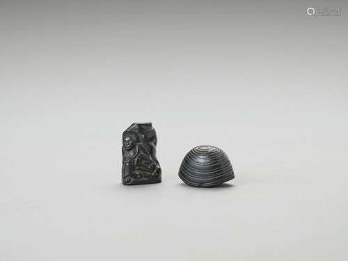 TWO EBONY WOOD NETSUKE