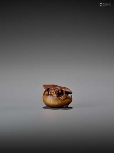 DERKACHENKO: A BOXWOOD NETSUKE OF TENGU NO TOMAGO