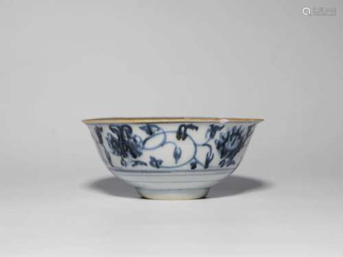 Blue-and-white Bowl with Floral Pattern