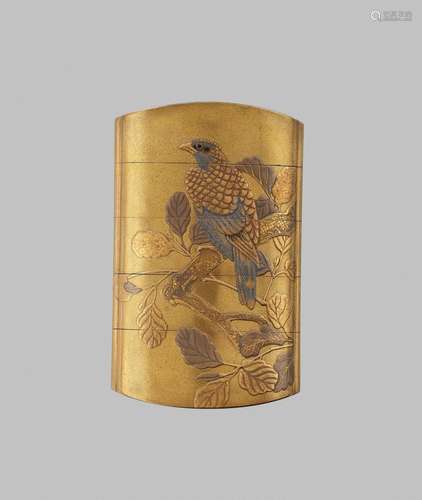 YOYUSAI: A FINE GOLD LACQUER FOUR-CASE INRO WITH A HAWK AND ...