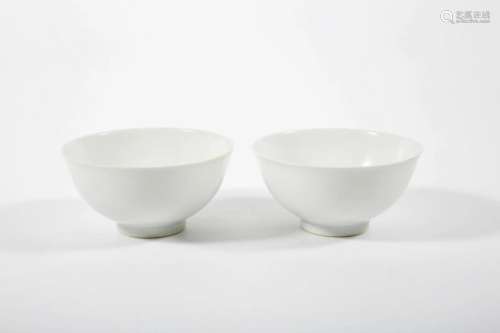 Pair White Glazed Cups