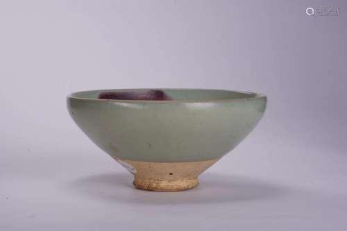 Blue Glazed Bowl with Red Spots Design, Jun Ware