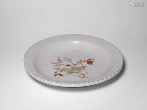 Red and Green Colored Dish with Floral Design