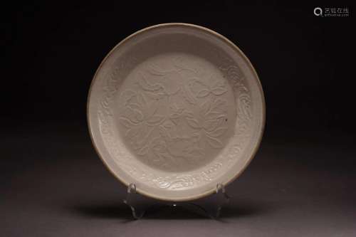 White Glazed Dish with Impressed Design