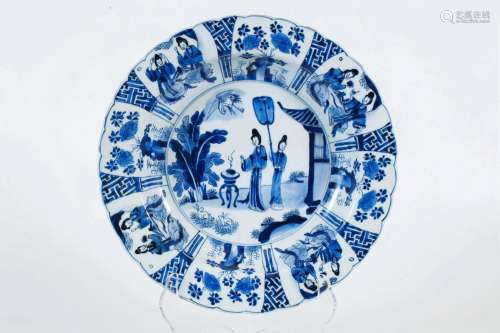 Kraak Porcelain Blue-and-white Cavetto-shaped Dish with